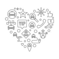 VIP Taxi Heart vector concept linear illustration