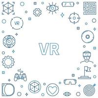 VR or Virtual Reality vector outline frame on white background