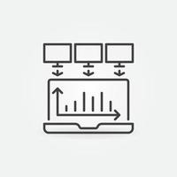 Laptop Data Mining outline vector concept icon