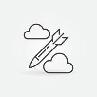 Missile in sky vector concept thin line icon