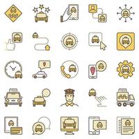 Taxi services colored icons set - vector transportation symbols