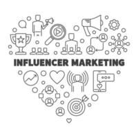 Influencer Marketing Heart vector concept outline illustration