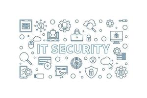 IT Security vector concept outline simple horizontal banner