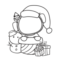 esquema navideño de astronautas para colorear página png