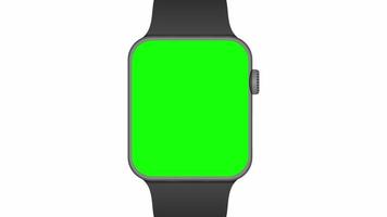 Smartwatch mit grünem Bildschirm. animiertes modell mit bewegungszoomeffekt. Animation zur Präsentation auf einem Mockup-Bildschirm
