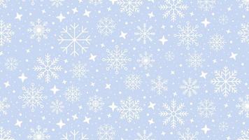 Seamless pattern with snowflakes on a blue background. Winter background with snowflakes. Loop animation 4K video