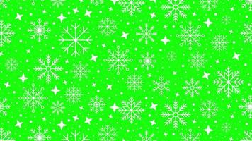 Seamless pattern with snowflakes on a green background. Winter background with snowflakes. Loop animation 4K video