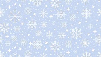 Seamless pattern with snowflakes on a blue background. Winter background with snowflakes. Loop animation 4K video