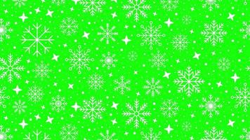 Seamless pattern with snowflakes on a green background. Winter background with snowflakes. Loop animation 4K video