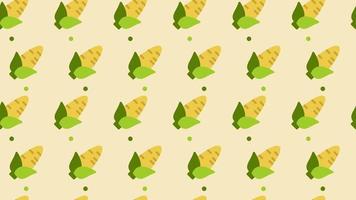 Pattern background with corns. Corns vegetable animation. Cute pattern animation with corns. Healthy food background. 4K seamless loop video footage