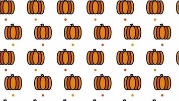 Pattern background with pumpkins. Pumpkins vegetable animation. Cute pattern animation with pumpkins. Healthy food background. 4K seamless loop video footage