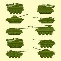Bundle vector illustration of cute types of tanks