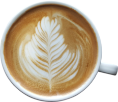 isolated coffee latte top view in a mug. png