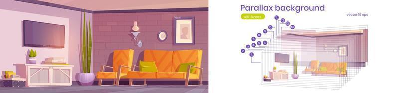 Parallax background living room in minimal style vector