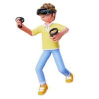 3d render hombre usando vr png