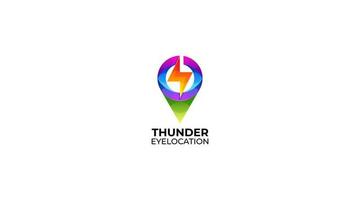 Thunder eye Location with gradient colour Logo design vector