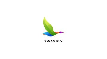 Swan fly logo design vector icon symbol illustration