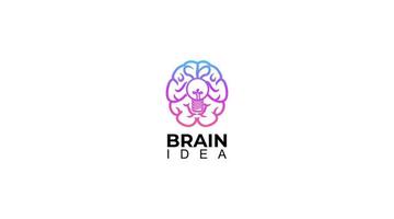 conjunto de icono de vector de plantilla de diseño de logotipo de idea digital inteligente de idea de cerebro