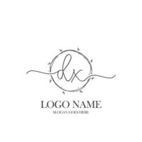 Initial DX beauty monogram and elegant logo design, handwriting logo of initial signature, wedding, fashion, floral and botanical with creative template. vector