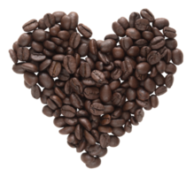 granos de café en forma de corazón aislado png