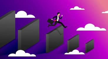 Businessman jumping over the wall With doing business that has to face many problems in the future, we must overcome obstacles. in order for the business to survive and continue to grow vector