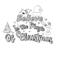 Merry Christmas Coloring page. Christmas line art coloring page design for kids. vector