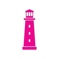 eps10 pink vector lighthouse tower building icon isolated on white background. Searchlight Island Beach Coast symbol in a simple flat trendy modern style for your website design, logo, and mobile