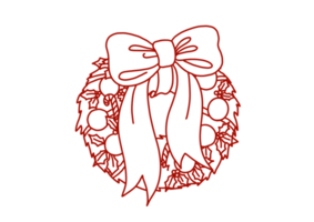 Red Christmas Wreath Outlined png