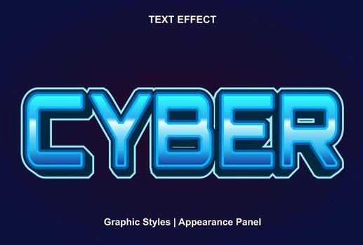 cyber text effect with 3d style. vector