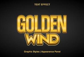 efecto de texto de viento dorado con estilo 3d y editable vector