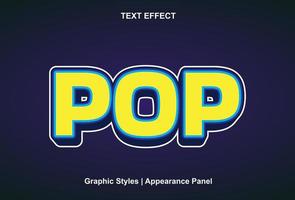 pop text effect with 3d style and editable vector