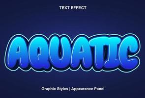efecto de texto acuático con estilo 3d y editable vector