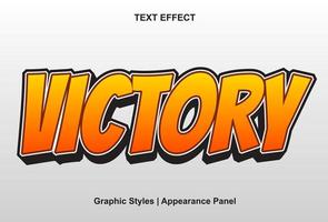 victory text effect in 3d style and editable. vector