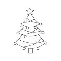 Vector illustration of cartoon Christmas tree on white background.