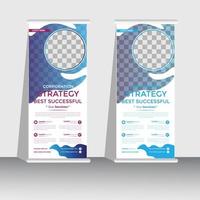 diseño de plantilla de banner de stand enrollable profesional, vertical, fondo abstracto, diseño de pull up, banner moderno, rectángulo vector