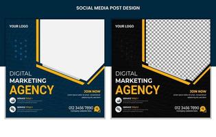 Corporate social media posts design, business web banners color variation template, Set of Editable square post template vector