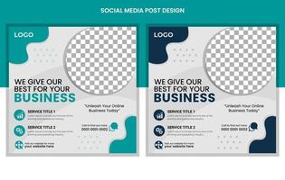 Corporate social media posts design, business web banners color variation template, Set of Editable square post template vector