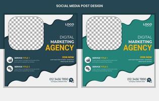 Corporate social media posts design, business web banners color variation template, Set of Editable square post template vector