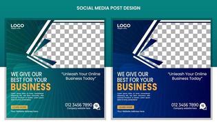 Corporate social media posts design, business web banners color variation template, Set of Editable square post template vector