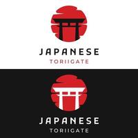 Creative design of ancient japanese tori gate logo.Japan heritage, culture and history tori gate.Logo for business. vector