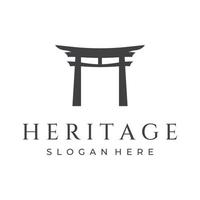 diseño creativo del antiguo logotipo de tori gate japonés.herencia, cultura e historia de japón tori gate.logo for business. vector