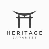 Creative design of ancient japanese tori gate logo.Japan heritage, culture and history tori gate.Logo for business. vector