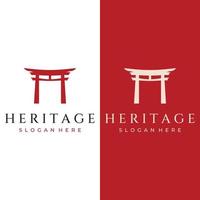 diseño creativo del antiguo logotipo de tori gate japonés.herencia, cultura e historia de japón tori gate.logo for business. vector