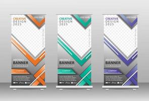 elegante y moderno diseño de banner enrollable de pie vector