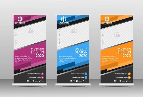 Stylish roll up business standee banner design