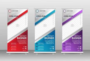 Stylish roll up business standee banner design vector