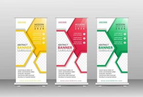 Trendy roll up standee banner design template vector