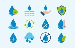 Set Of Water Icon Flat Color Style vector