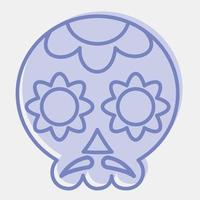 icono de calavera de azúcar. elementos de celebración del día de los muertos. iconos en estilo de dos tonos. bueno para impresiones, carteles, logotipos, decoración de fiestas, tarjetas de felicitación, etc. vector