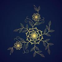 Luxury rose flowers with golden , buds, leaves and stems in engraving style. Hand drawn realistic open and unblown rosebuds. Decorative vector elements for tattoo, greeting card, wedding invitation.